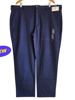44x30 Navy Blue Chinos Jos A Bank Cotton Reserve Pants New Flat Front Khakis Man